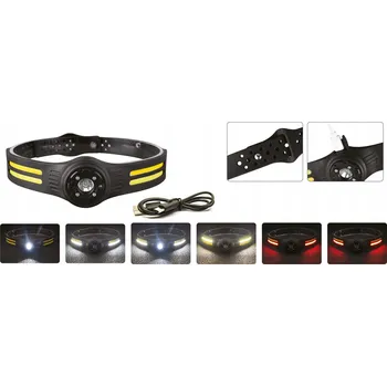 Čelovka MISTRALL ČELOVKA SENZOR - SENZOR POHYBU - 3 ZDROJE SVĚTLA - USB-C