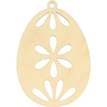 Velikonoční dekorace Natana dřevěné vajíčko s květinou 6x9cm