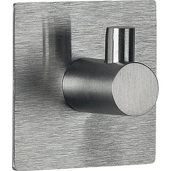 Držák na ručník Spirella hranatý samolepící háček METI, kartáčovaná nerezová ocel, 45 x 45 mm