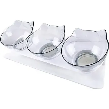 Hračka pro kočku Naklápěcí trojmiska ve tvaru kočka