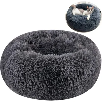 Pelíšek pro psa Pelíšek Donut plyšový L, 60cm, tm.šedá