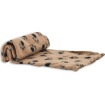 Dětská deka Deka fleece s tlapkami hnědá 100x70cm