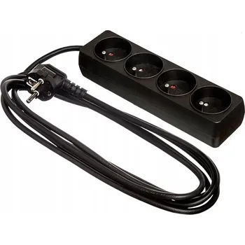 elektrický kabel Prodlužovací Kabel přívod s lištou Elcan 5 m, 4 ks, černý