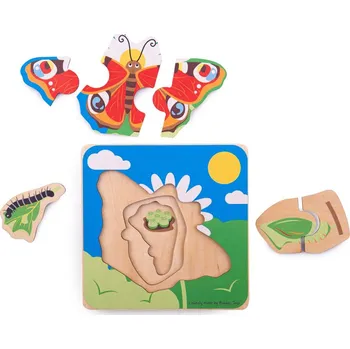 Puzzle Bigjigs Toys Vkládací puzzle životní cykly motýla