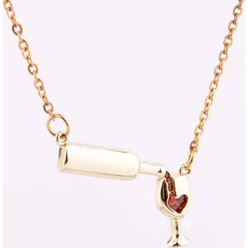 Náhrdelník Dámský náhrdelník | řetízek s přívěškem, styl láhev s vínem - Zlatá