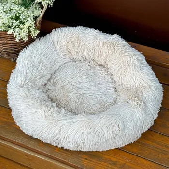 Pelíšek pro psa SLEVA Pelíšek Donut Pro plyšový L, 60cm, kremová