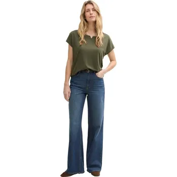 Dámské tričko TOM TAILOR® DÁMSKÉ VOLNÉ TRIKO S KULÁTÝM VÝSTŘIHEM -TMAVĚ ZELENÉ S