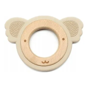 Ortodontické kousátko Bosso Baby dřevo, silikon béžové