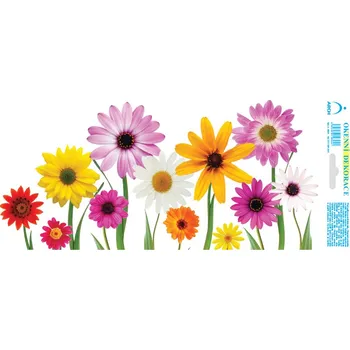 Okenní dekorace Velikonoční adhezní nálepky 35x16 cm / Pestré květy