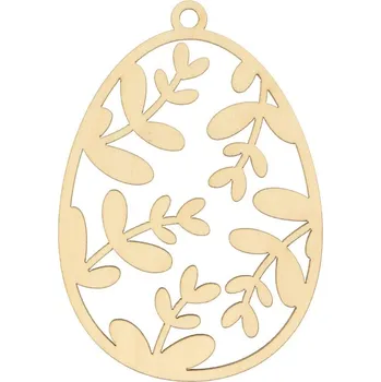 Velikonoční dekorace Natana dřevěné velikonoční vajíčko s větvičkami 6x9cm