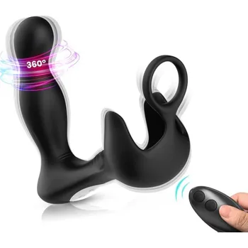 SuperLove Rotating Prostate & Testicles Stimulator with Remote Black