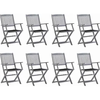 vidaXL Skládací zahradní židle s poduškami 8 ks masivní akácie [3078269] Barva: Černá