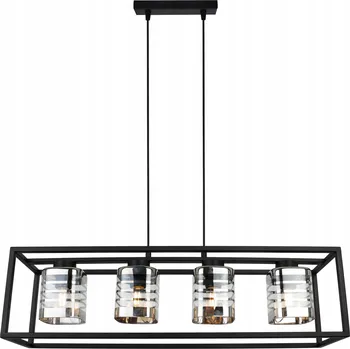 ZÁVĚSNÉ STROPNÍ SVÍTIDLO LUSTR LOFT ČERNÝ KLECOVÝ SKLENĚNÉ STÍNIDLO STŘÍBRNÝ