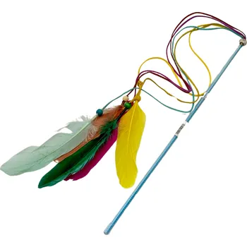 Hračka pro kočku SPK udice s pestrobarevnými peříčky, 1ks