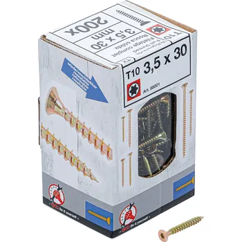 Šroub BGS Diy BGS 88001, Víceúčelové šrouby | T-profil (pro Torx) T10 | 3,5 x 30 mm | 200 ks