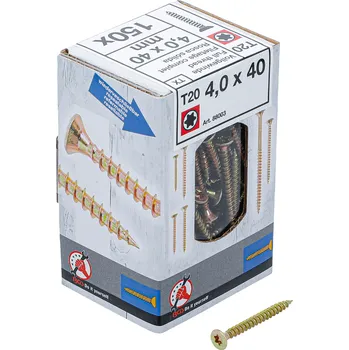 Šroub BGS Diy BGS 88003, Víceúčelové šrouby | T-profil (pro Torx) T20 | 4,0 x 40 mm | 150 ks