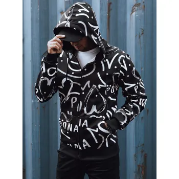 Pánská mikina Černá mikina na zip s celoplošným potiskem BX5809 Velikost: M