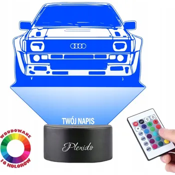 Lampička LAMPKA na SKLE Statuetka Audi Sport 3D LED RGB + DÁLKOVÝ OVLADAČ 16 BAREV