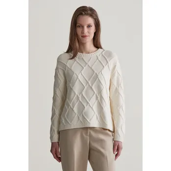Dámský svetr SVETR GANT TEXTURED KNIT C-NECK CREAM