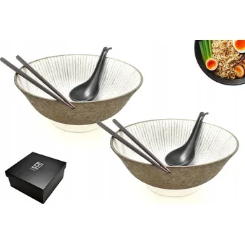 Sada 2 misek s lžícemi a hůlkami - Ramen Shima 22 cm 1100 ml BOX