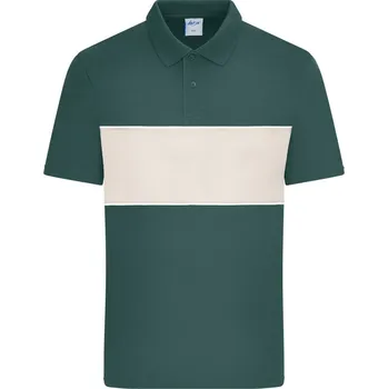Pánské tričko James & Nicholson Polokošile JN Colour-Block 8050, bio polo, krátký rukáv, unisex COT028050amr03-smoky green L Zelená smoky/písková