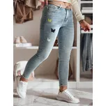 Modré dámské skinny džíny s kamínky a výšivkou LUMITTA UY2429 Velikost: 27