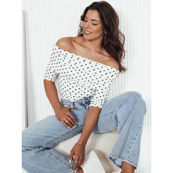 Dámská halenka Smetanová halenka s puntíky a holými rameny BLISSE RY2511 Velikost: ONE SIZE