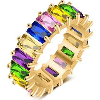 Prsten Flamenco Mystique kopie Prsten pozlacený zirkony barva chirurgická ocel PST579KOL, velikost prstenu: US7 EU14 Velikost prstenu: US6 EU11