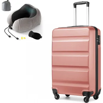 Kabinový kufr ABS 38 L (4dílná sada) s cestovným polštářem – Kono – nude