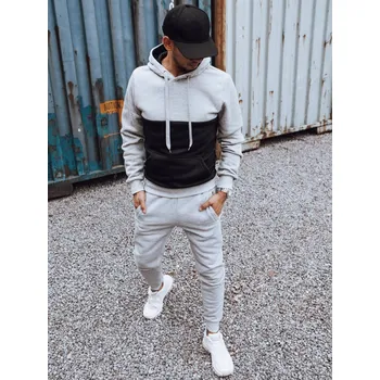 Světle šedá tepláková souprava s černou kapsou AX0777 Velikost: 2XL