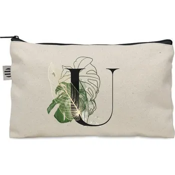 Kosmetická taška KOSMETICKÁ TAŠTIČKA béžová s iniciálami jméno s PÍSMENEM U Urszula Ula KO_146