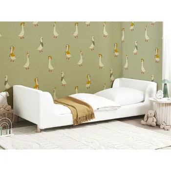 Postel Postel krémově bílá buklé čalounění 90 x 200 cm s čelem moderní dětský pokoj tradiční styl Beliani