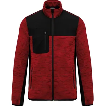 pracovní bunda Kariban Bunda WK 9108, pletená, fleecová, pánská COT209108l7502-red melange M Melír červená/černá