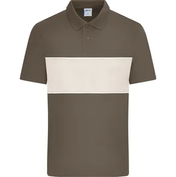 Pánské tričko James & Nicholson Polokošile JN Colour-Block 8050, bio polo, krátký rukáv, unisex COT028050amu05-muddy brown 2XL Hnědá muddy/písková