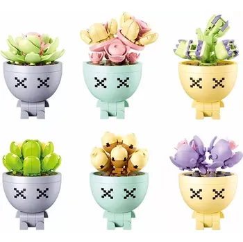 Stavebnice Sluban Sluban B1076 Sukulenty v květináči Displej 6 ks