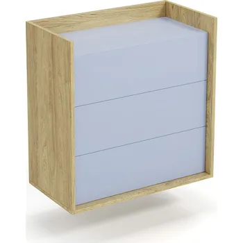 Ložnice Komoda Halmar MOBIUS komoda 3S korpus: přírodní hickory, přední barva - modrý horizont (1p=2szt) (2 Karton)