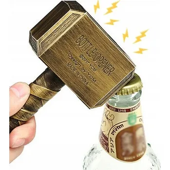 Otvírák Otvírák na PIVO s magnetem na lednici KLADIVO THORA Mjolnir Zlatý/Mosazný