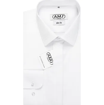 Pánská košile Společenská košile AMJ Slim fit se skládaným límečkem - bílá JDASL velikost: 41, délka rukávu: dlouhý rukáv
