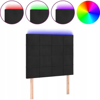 Čelo postele LED sametové černé 100x118/128 cm