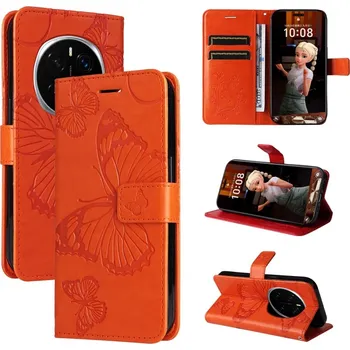Pouzdro na mobilní telefon Big Butterfly knížkové pouzdro na Honor Magic 7 Pro 5G - oranžové