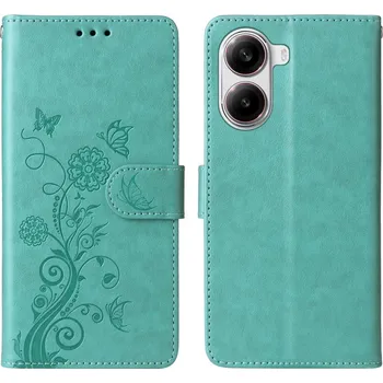 Pouzdro na mobilní telefon Flowery knížkové pouzdro na Xiaomi Poco X7 Pro 5G - modrozelené