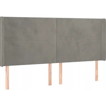 Čelo postele ušák samet světle šedá 183x16x118/128 cm