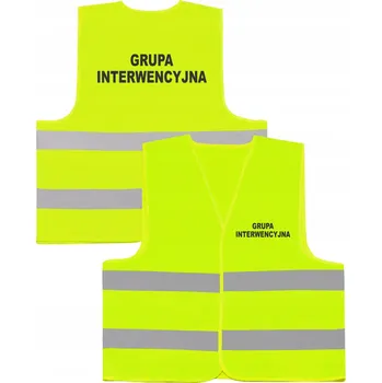 Pánská vesta Žlutá výstražná vesta GRUPA INTERWENCYJNA vysoká viditelnost 4XL