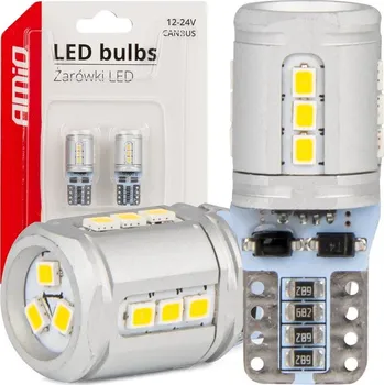 Autožárovka Amio LED žárovky W5W T10e CAN-BUS 15 SMD LED, bílé 6000K, 2 ks