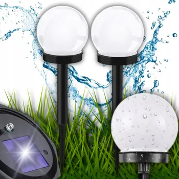 Venkovní osvětlení SADA 2X SOLÁRNÍ ZAHRADNÍ LAMPA ZAPICHOVACÍ KOULE DEKORATIVNÍ LED SENZOR SOUMRAKU