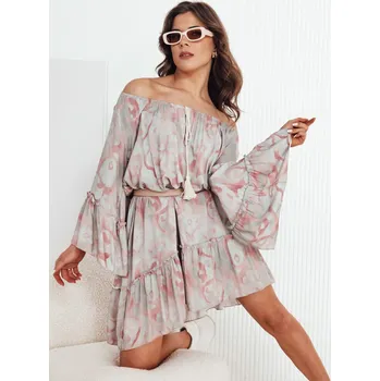 Dámské oblečení Šedé vzorované volné šaty FIONUALA EY2482 Velikost: ONE SIZE