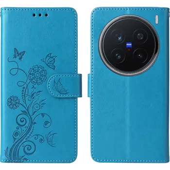 Pouzdro na mobilní telefon Flowery knížkové pouzdro na Vivo X200 Pro 5G - modré