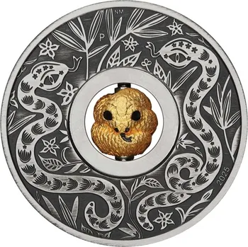 Stříbrná mince Snake Antique Rotating Charm 1 Oz 2025