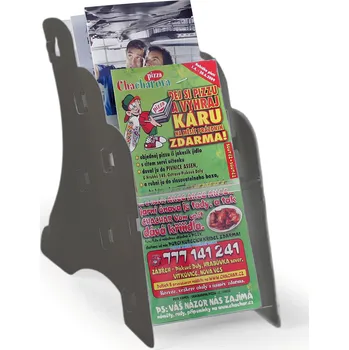 Corping Stolní plastový stojan na prospekty, 3 x DL, šedý