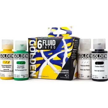 Vodová barva Sada akrylových barev Golden Fluid Intro Set 6 x 30 ml